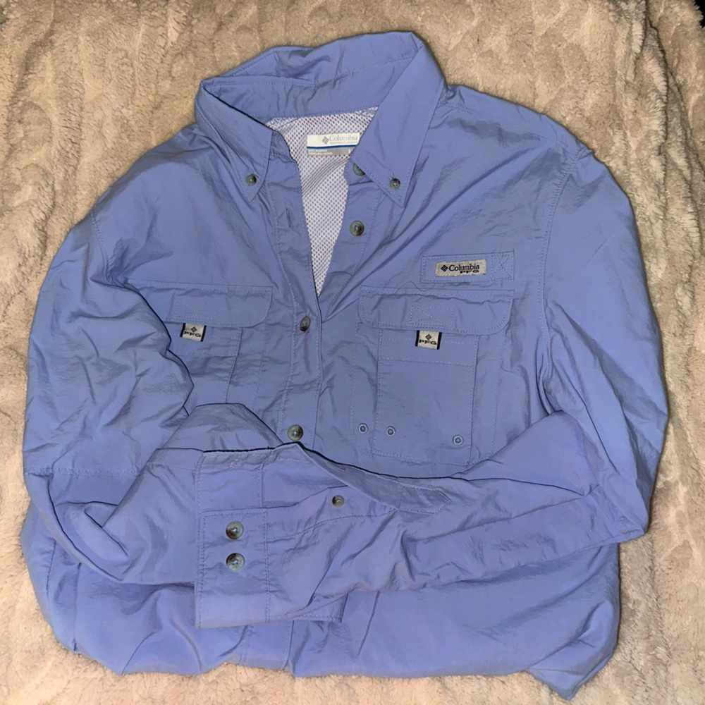 Columbia periwinkle small fishing shirt
